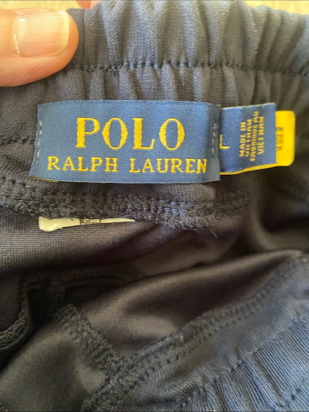 Boy’s Ralph Lauren Navy Athletic Drawstring Shorts with White Polo